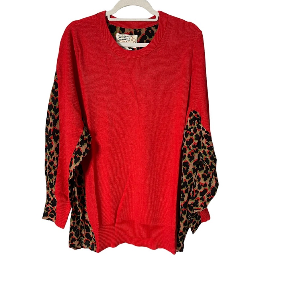 Sandrine Rose x Free People Oversized 2 tone Leopard print Sweater top L